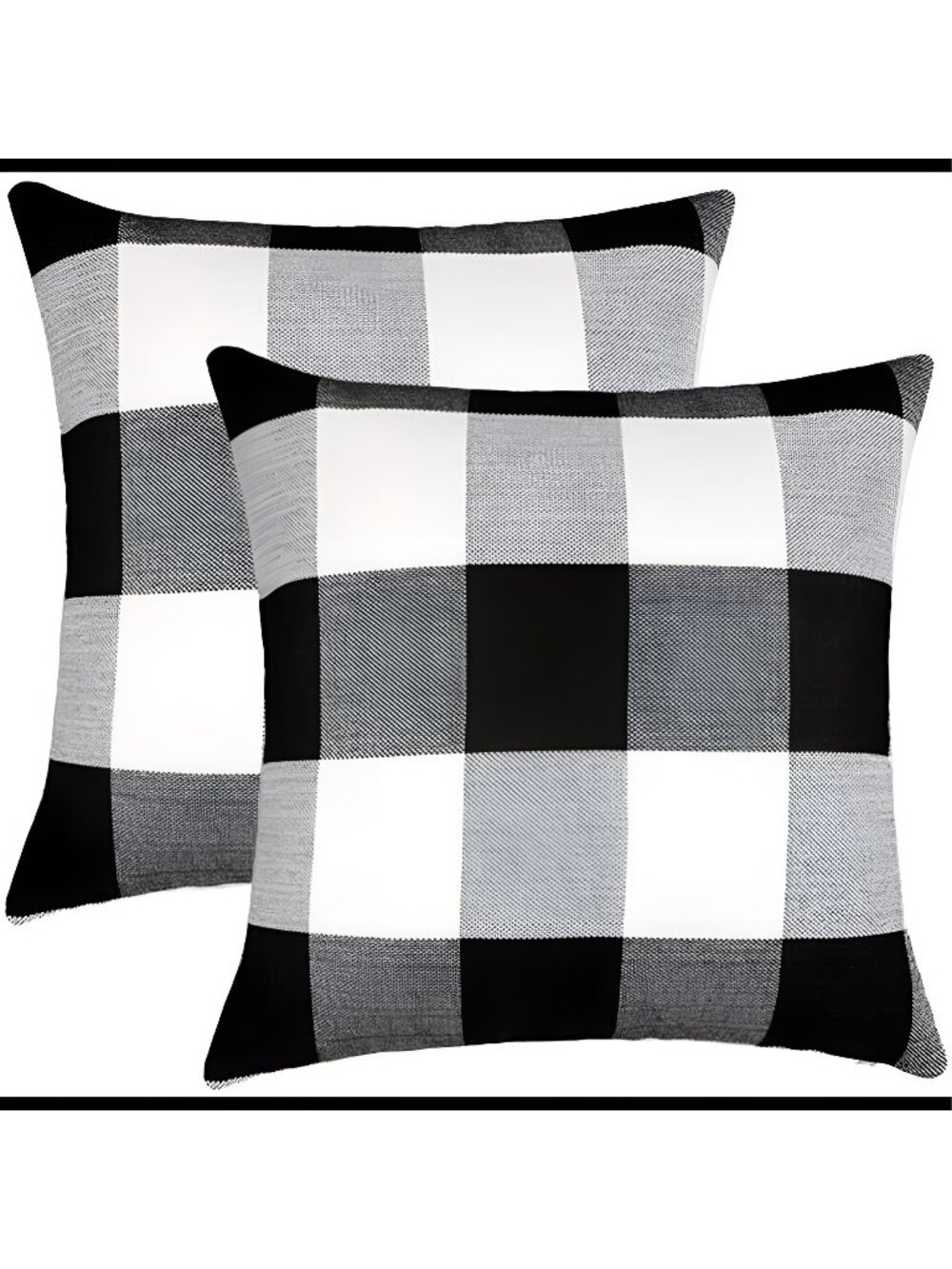 Set of 2 Farmhouse Buffalo Check Plaid Throw Pillow Covers 18 x 18 Inches